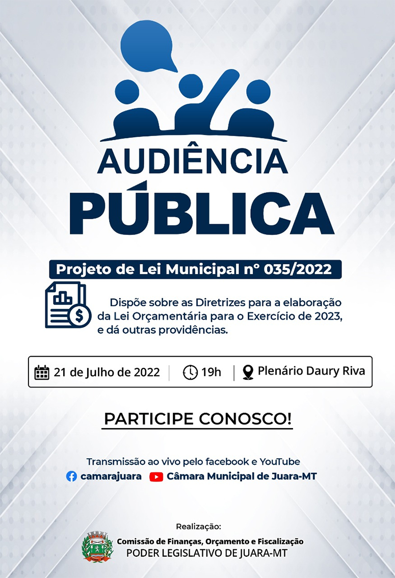 Comissão de Finanças, Orçamento e Fiscalização realizará nesta terça-feira, 21 de julho Audiência Pública para discutir a LDO/2023