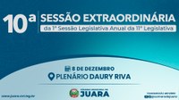 10ª Sessão Extraordinária acontecerá nesta segunda-feira (8); confira a pauta