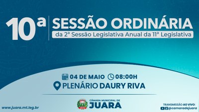 10ª Sessão Ordinária de 2026 acontecerá nesta segunda-feira (4); confira a pauta