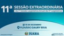 11ª Sessão Extraordinária acontecerá nesta segunda-feira (15); confira a pauta