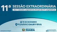 11ª Sessão Extraordinária acontecerá nesta segunda-feira (15); confira a pauta