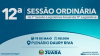 12ª Sessão Ordinária acontecerá nesta segunda-feira (19); confira a pauta