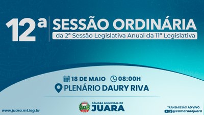 12ª Sessão Ordinária de 2026 acontecerá nesta segunda-feira (18); confira a pauta