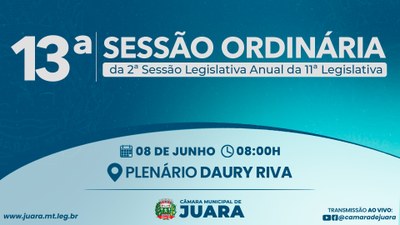 13ª Sessão Ordinária de 2026 acontecerá nesta segunda-feira (8); confira a pauta