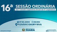 16ª Sessão Ordinária acontecerá nesta segunda-feira (7); confira a pauta