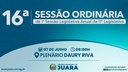 16ª Sessão Ordinária acontecerá nesta segunda-feira (7); confira a pauta