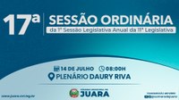 17ª Sessão Ordinária acontecerá nesta segunda-feira (14); confira a pauta