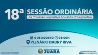 18ª Sessão Ordinária acontecerá nesta segunda-feira (4); confira a pauta