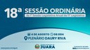 18ª Sessão Ordinária acontecerá nesta segunda-feira (4); confira a pauta
