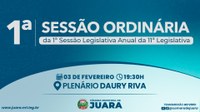 1ª Sessão Ordinária acontecerá na próxima segunda-feira (03); confira a pauta