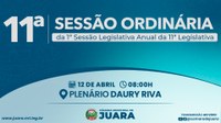 11ª Sessão Ordinária acontecerá nesta segunda-feira (12); confira a pauta