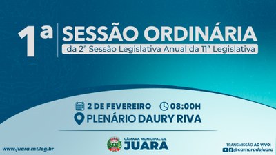 1ª Sessão Ordinária de 2026 acontecerá nesta segunda-feira (2); confira a pauta