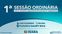 1ª Sessão Ordinária de 2026 acontecerá nesta segunda-feira (2); confira a pauta