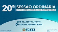 20ª Sessão Ordinária acontecerá nesta segunda-feira (18); confira a pauta