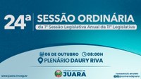 24ª Sessão Ordinária acontecerá nesta segunda-feira (6); confira a pauta