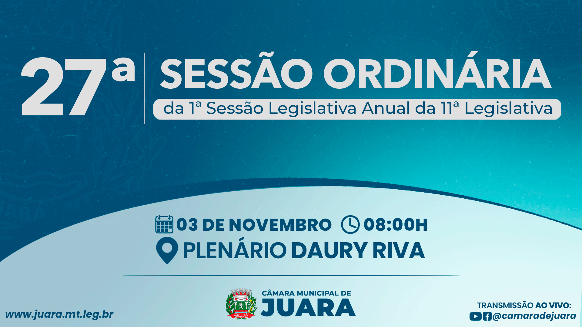 27ª Sessão Ordinária acontecerá nesta segunda-feira (3); confira a pauta
