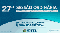 27ª Sessão Ordinária acontecerá nesta segunda-feira (3); confira a pauta
