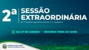 2ª Sessão Extraordinária acontecerá nesta segunda-feira; confira a pauta