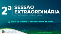 2ª Sessão Extraordinária acontecerá nesta segunda-feira; confira a pauta