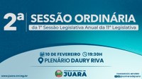 2ª Sessão Ordinária acontecerá na próxima segunda-feira (10); confira a pauta