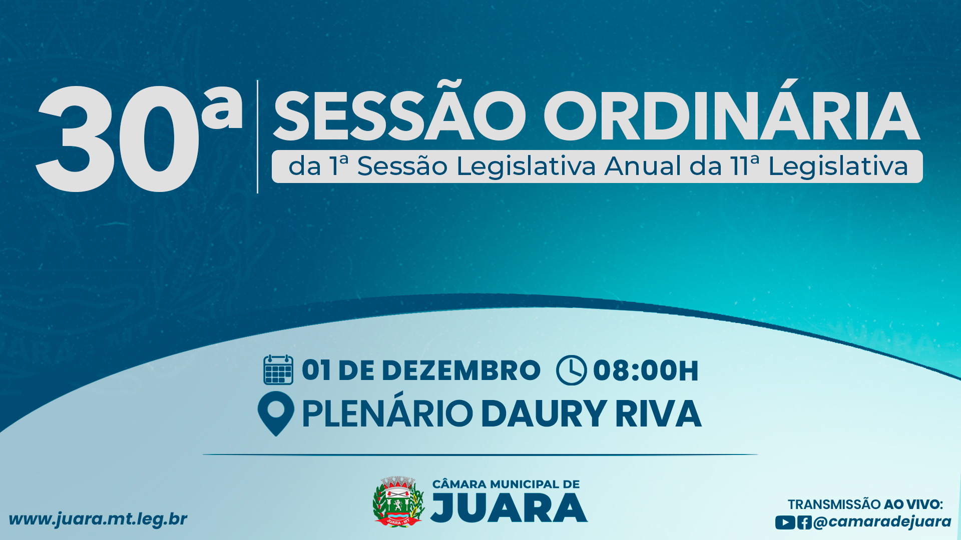 30ª Sessão Ordinária acontecerá nesta segunda-feira (1); confira a pauta
