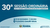 30ª Sessão Ordinária acontecerá nesta segunda-feira (1); confira a pauta