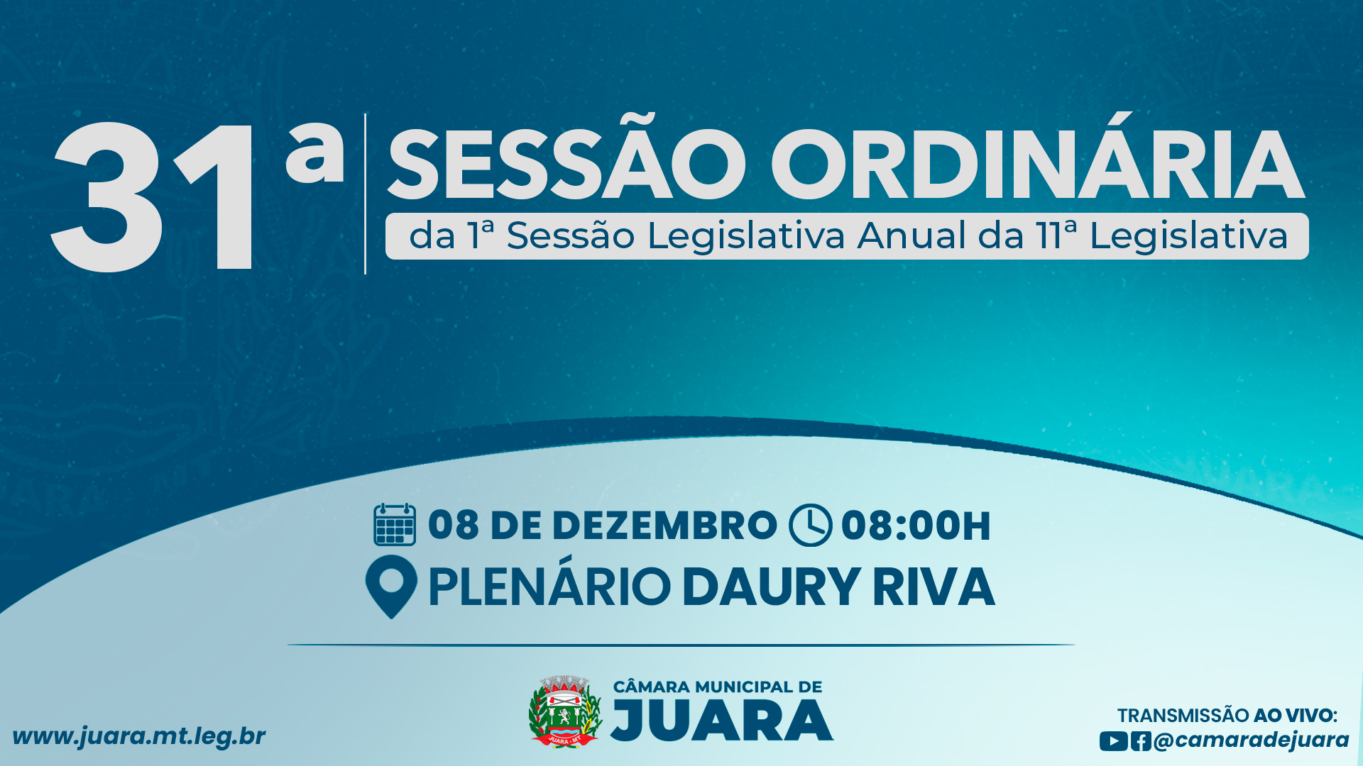 31ª Sessão Ordinária acontecerá nesta segunda-feira (8); confira a pauta