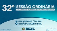 32ª Sessão Ordinária acontecerá nesta segunda-feira (15); confira a pauta