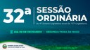 32ª Sessão Ordinária será realizada na próxima segunda-feira; confira a pauta