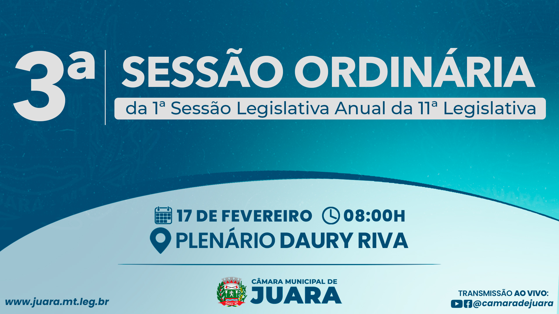 3ª Sessão Ordinária acontecerá na próxima segunda-feira (17); confira a pauta