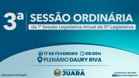 3ª Sessão Ordinária acontecerá na próxima segunda-feira (17); confira a pauta