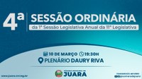 4ª Sessão Ordinária acontecerá nesta segunda-feira (10); confira a pauta