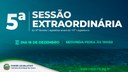 5ª Sessão Extraordinária será realizada na próxima segunda-feira; confira a pauta
