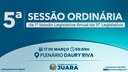 5ª Sessão Ordinária acontecerá nesta segunda-feira (17); confira a pauta