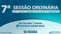 7ª Sessão Ordinária acontecerá nesta segunda-feira (7); confira a pauta