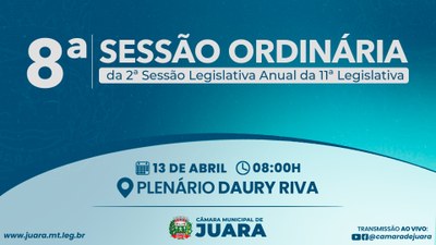 8ª Sessão Ordinária de 2026 acontecerá nesta segunda-feira (13); confira a pauta