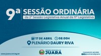 9ª Sessão Ordinária é antecipada e acontecerá nesta sexta-feira (17); confira a pauta