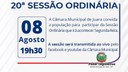 Acontecerá nesta segunda-feira, 08 de agosto às 19h30 a 20ª Sessão Ordinária do Poder Legislativo em 2022 Acontecerá nesta segunda-feira, 08 de agosto às 19h30 a 20ª Sessão Ordinária do Poder Legislativo em 2022