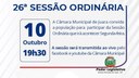 Acontecerá nesta segunda-feira, 10 de outubro às 19h30 a 26ª Sessão Ordinária do Poder Legislativo em 2022 Acontecerá nesta segunda-feira, 10 de outubro às 19h30 a 26ª Sessão Ordinária do Poder Legislativo em 2022