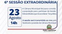 Acontecerá nesta terça-feira, 23 de agosto às 14h a 6ª Sessão Extraordinária do Poder Legislativo em 2022 Acontecerá nesta terça-feira, 23 de agosto às 14h a 6ª Sessão Extraordinária do Poder Legislativo em 2022