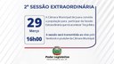 Acontecerá nesta terça-feira 29 de março às 16h a 2ª Sessão Extraordinária de 2022 do Poder Legislativo Acontecerá nesta terça-feira 29 de março às 16h a 2ª Sessão Extraordinária de 2022 do Poder Legislativo