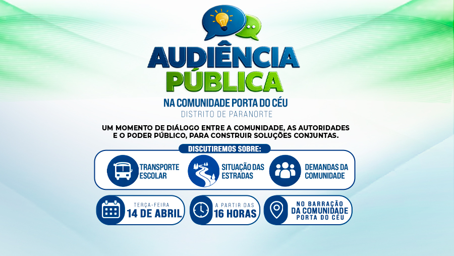 Audiência Pública na Comunidade Porta do Céu discutirá transporte escolar e condições das estradas