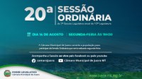 Confira a pauta da 20ª Sessão Ordinária de 2023