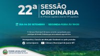 Confira a pauta da 22ª Sessão Ordinária de 2023