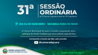  31ª Sessão Ordinária de 2023 acontecerá segunda-feira (4), confira a pauta aqui 