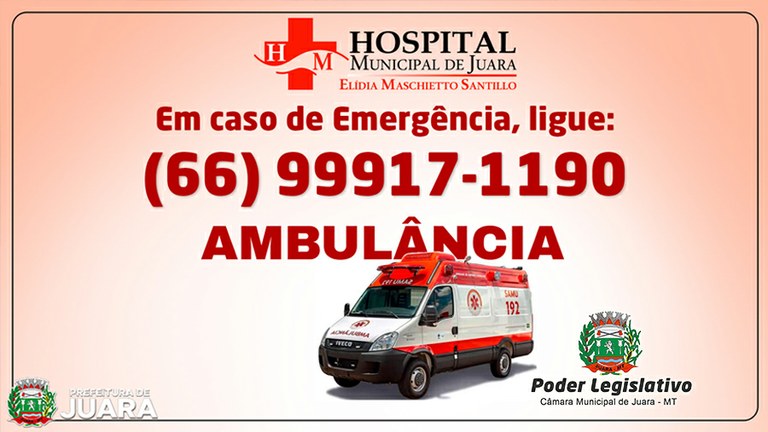 Hospital Municipal de Juara disponibiliza mais um número de telefone para atendimento por intermédio da Ambulância