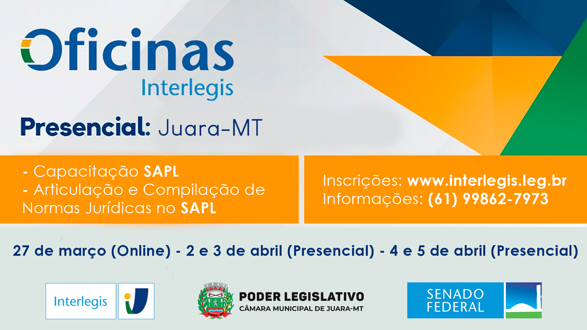 Utilidade Pública: Juara sediará “Oficinas Interlegis” para capacitação legislativa de toda a região